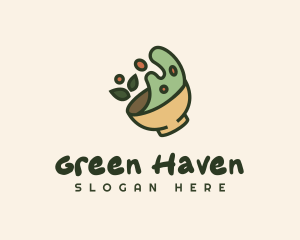 Leafy - Green Leaf Salad Bowl logo design