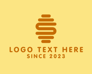 Honey Bee - Gold Letter S Hive logo design