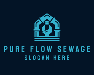 Sewage - Plumbing Pipe Wrench logo design