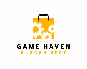 Online Shopping - Cog Gear Shopping Bag logo design