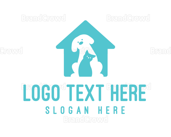 Dog Cat Pet House Logo