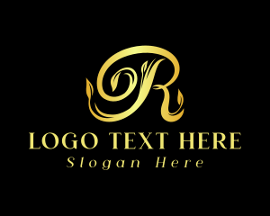 Gold - Royal Floral Letter R logo design
