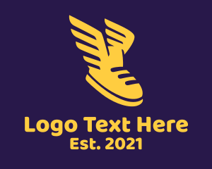 Marathon - Yellow Flying Shoe logo design