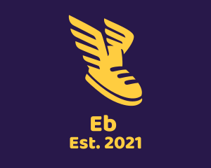 Running - Yellow Flying Shoe logo design