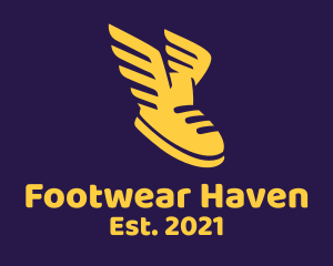 Yellow Flying Shoe logo design