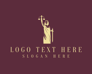 Statue - Woman Law Scales logo design