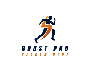 Lightning Sprinting Man logo design