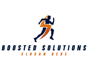 Booster - Lightning Sprinting Man logo design