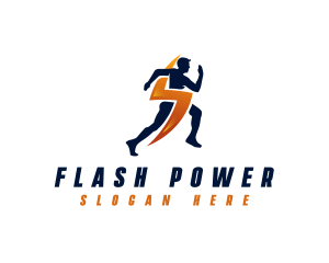 Lightning Sprinting Man logo design