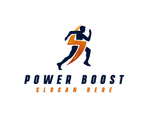 Lightning Sprinting Man logo design