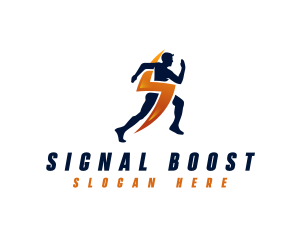 Lightning Sprinting Man logo design