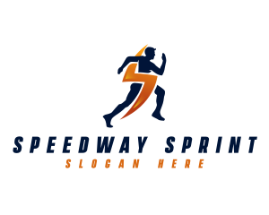 Lightning Sprinting Man logo design