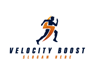 Lightning Sprinting Man logo design