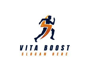 Lightning Sprinting Man logo design