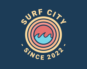 Surfing Ocean Wave  logo design