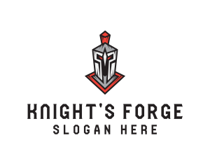 Joust - Grungy Silver Knight logo design