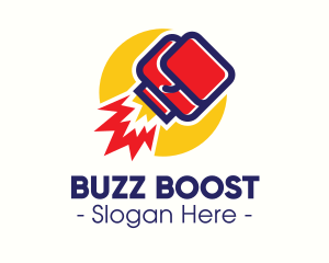 Boxing Gloves Rocket logo design