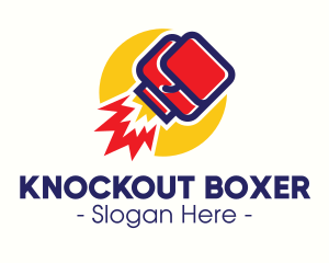 Boxing Gloves Rocket logo design