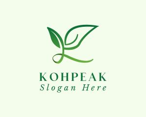 Eco Leaf Letter K logo design