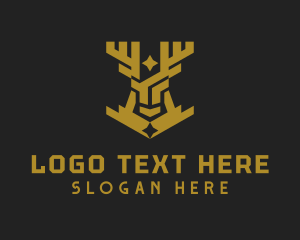 Streamer - Golden Deer Animal logo design