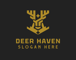 Golden Deer Animal logo design