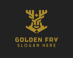 Golden Deer Animal logo design