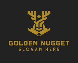 Golden Deer Animal logo design