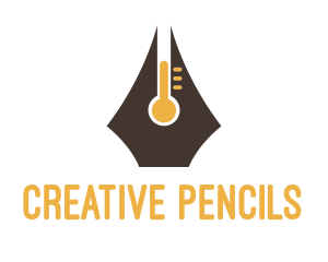 Pen Nib Thermometer logo design