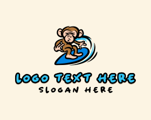 Water Park - Cartoon Monkey Surf logo design