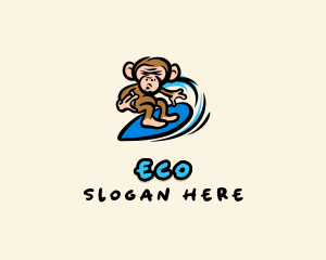 Water Park - Cartoon Monkey Surf logo design