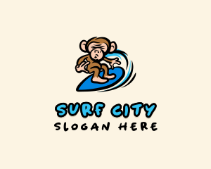 Cartoon Monkey Surf logo design