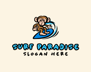 Surf - Cartoon Monkey Surf logo design