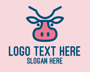Meat - Blue & Pink Cow logo design