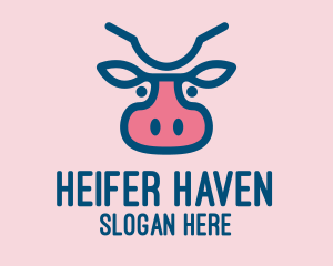 Heifer - Blue & Pink Cow logo design