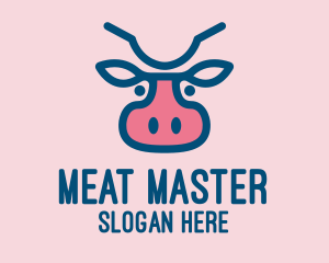 Blue & Pink Cow logo design