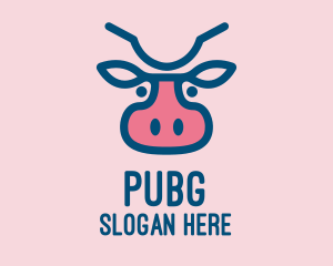 Meat - Blue & Pink Cow logo design