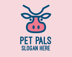 Blue & Pink Cow logo design