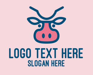 Bull - Blue & Pink Cow logo design