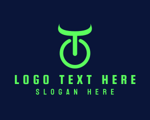 Game Vlogger - Bull Horn Power Button Letter T logo design