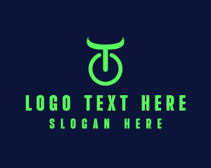 Bull Horn Power Button Letter T logo design