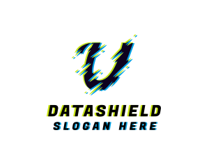 Distorted Glitch Letter U Logo