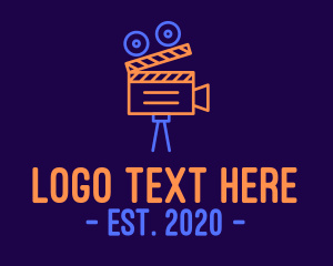 Clapper Board - Neon Film Directing logo design