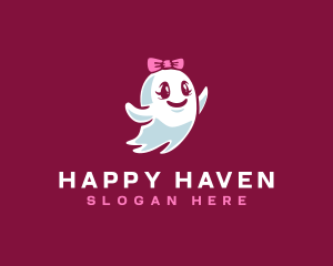 Friendly - Happy Flying Ghost logo design