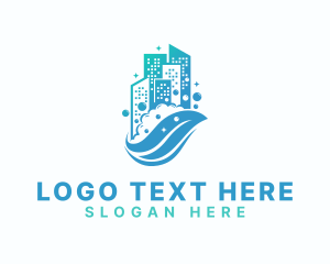 Sanitation - Eco Cleaning Building logo design