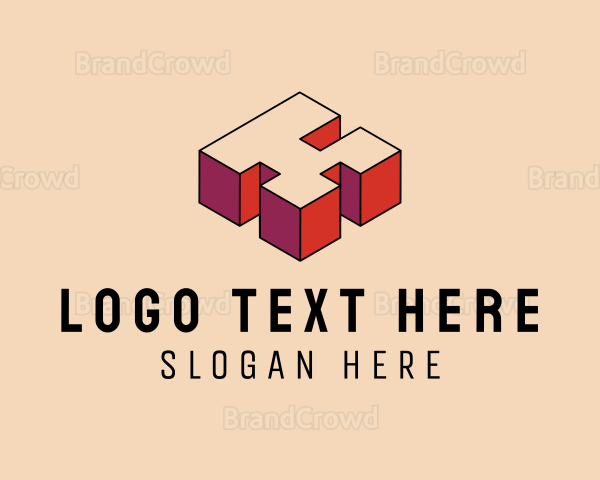 Isometric 3D Pixel Letter K Logo