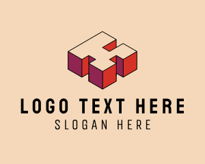 Retro Gaming - Isometric 3D Pixel Letter K logo design