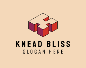 Isometric 3D Pixel Letter K logo design