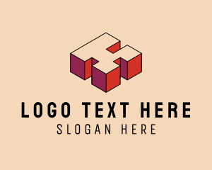 Geometric - Isometric 3D Pixel Letter K logo design