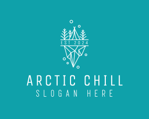 Minimalist Iceberg Camp logo design