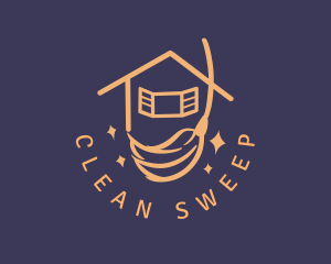 Sweeping - Yellow Housekeeping  Broom logo design